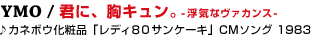 11  YMO / �N�ɁA���L�����B-���C�ȃ��@�J���X-
��J�l�{�E���ϕi�u���f�B80�T���P�[�L�vCM�\���O 1983