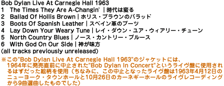 Bob Dylan Live At Carnegie Hall 1963